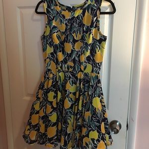 Cute Navy Sleeveless Dress with Lemons